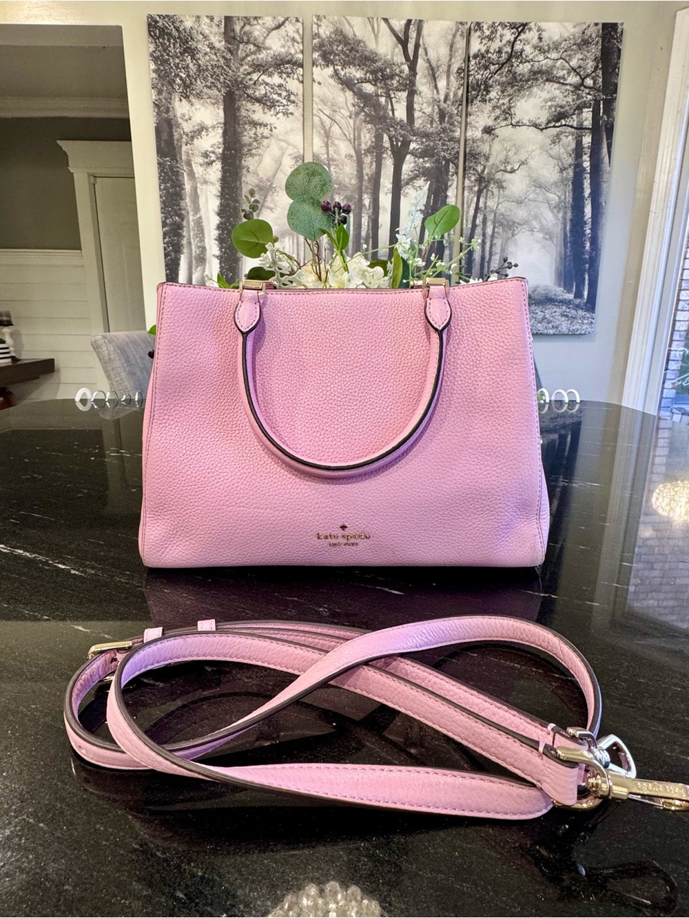 🌸Kate Spade Margaux Medium Satchel Blossom Pink Pebbled Leather Crossbody Bag